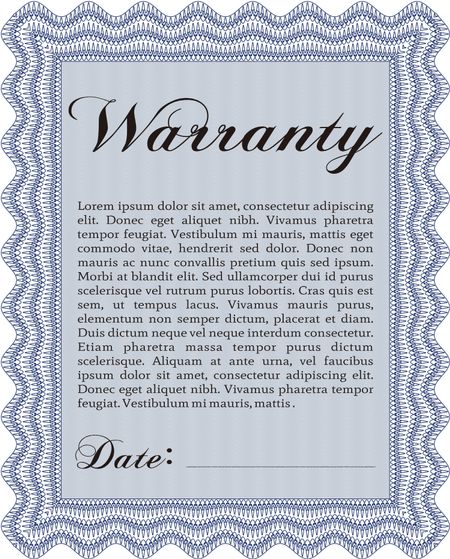 Warranty template. Good design. With background. Customizable, Easy to edit and change colors. 