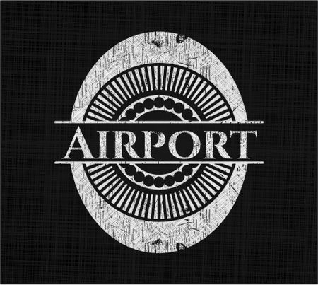 Airport chalkboard emblem on black board