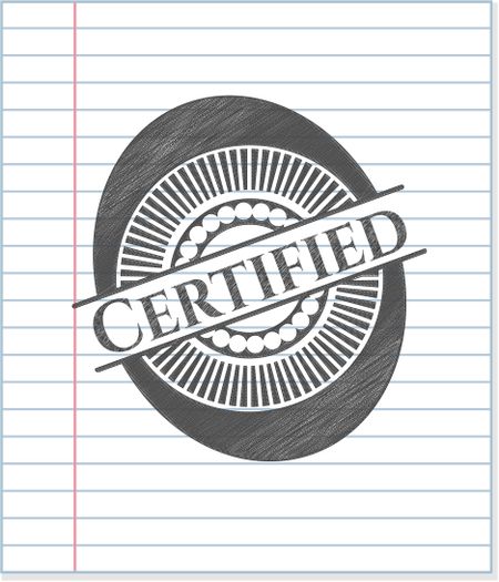 Certified emblem draw with pencil effect