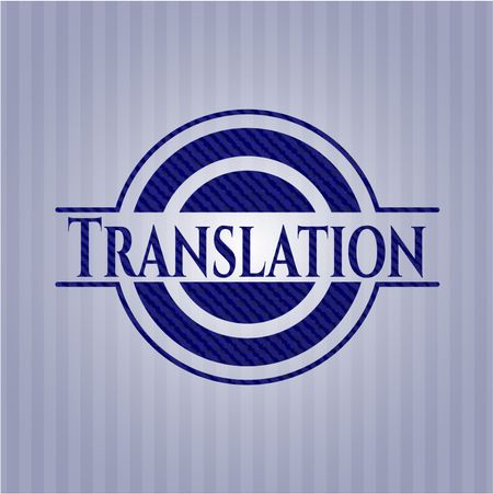 Translation jean or denim emblem or badge background