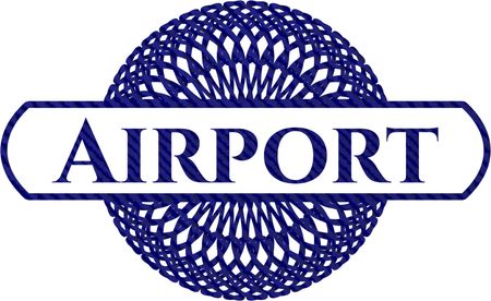 Airport badge with denim background