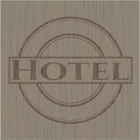 Hotel wooden emblem. Vintage.