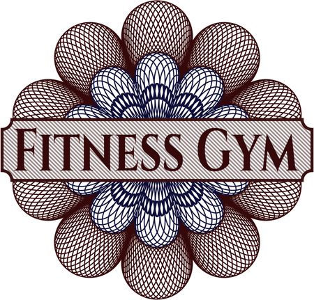 Fitness Gym inside money style emblem or rosette