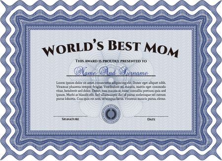 World's Best Mom Award Template. With complex background. Good design. Customizable, Easy to edit and change colors. 