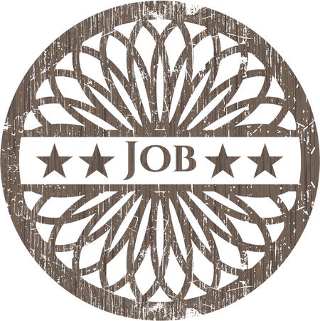 Job badge with wood background