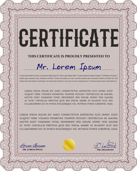 Red Certificate template. Printer friendly. Detailed. Nice design. 