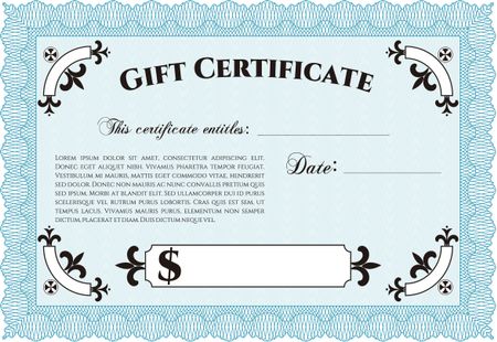 Vector Gift Certificate. Customizable, Easy to edit and change colors. With complex background. Excellent design.