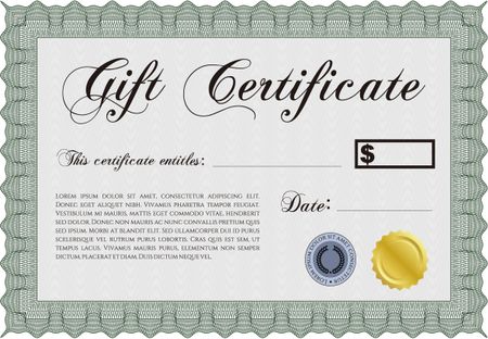 Vector Gift Certificate. Customizable, Easy to edit and change colors. With complex background. Excellent design. 