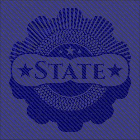 State emblem with denim texture