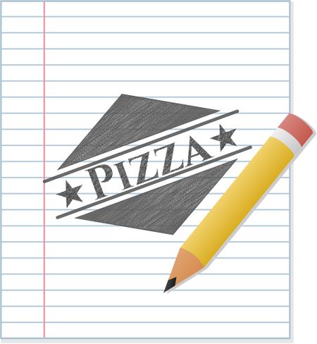 Pizza emblem draw with pencil effect