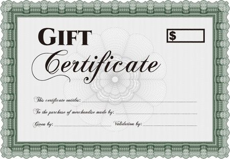 Gift certificate template. Border, frame. Superior design. With quality background.