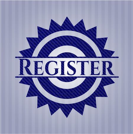 Register emblem with jean background