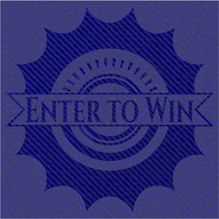 Enter to Win emblem with denim texture