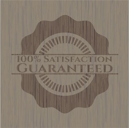 100% Satisfaction Guaranteed wooden emblem. Retro