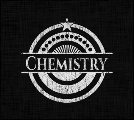 Chemistry chalk emblem written on a blackboard