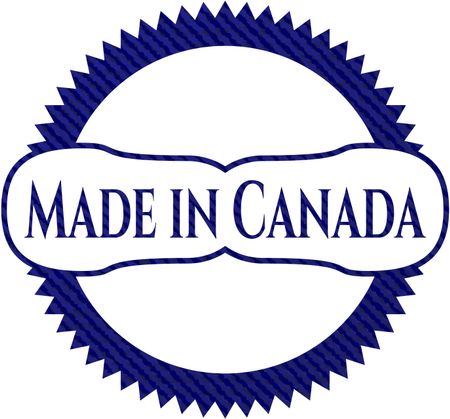 Made in Canada emblem with jean background
