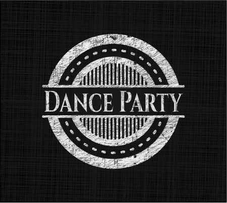 Dance Party chalkboard emblem on black board