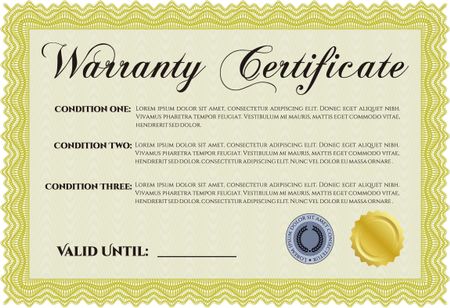 Warranty Certificate. Detailed. Printer friendly. Complex design. 