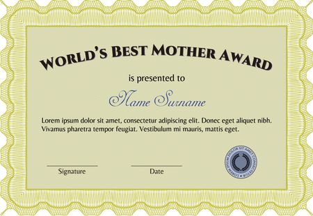 World's Best Mother Award Template. Complex background. Lovely design. Customizable, Easy to edit and change colors. 