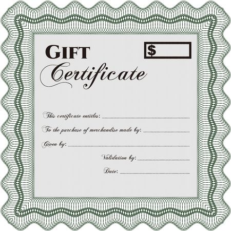 Vector Gift Certificate. Complex background. Lovely design. Customizable, Easy to edit and change colors.