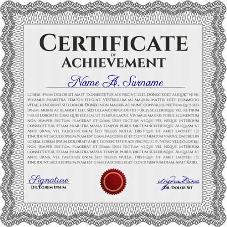 Grey Certificate or diploma template. Easy to print. Cordial design. Customizable, Easy to edit and change colors. 
