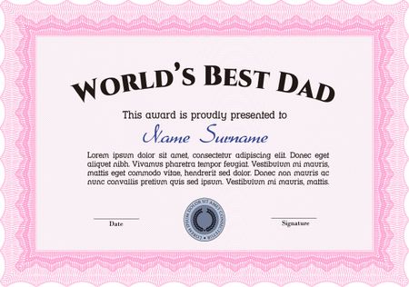 World's Best Father Award Template. Excellent design. Complex background. Customizable, Easy to edit and change colors. 