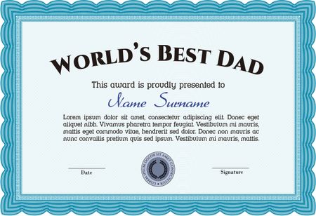 World's Best Father Award Template. Excellent design. Complex background. Customizable, Easy to edit and change colors. 