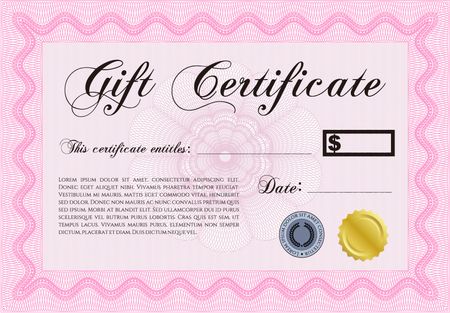 Vector Gift Certificate. Excellent design. Complex background. Customizable, Easy to edit and change colors. 