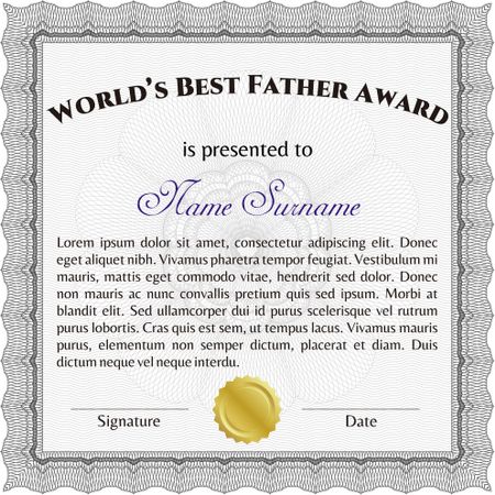 Best Father Award. Border, frame. Beauty design. With linear background. 