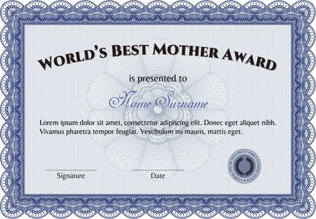 Best Mother Award. Border, frame. Beauty design. With linear background. 