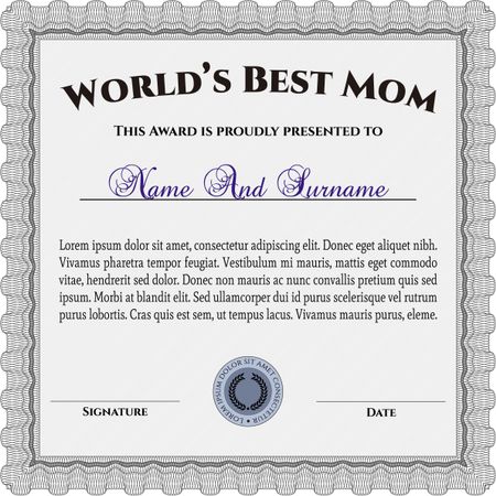 Best Mother Award. Border, frame. Beauty design. With linear background. 