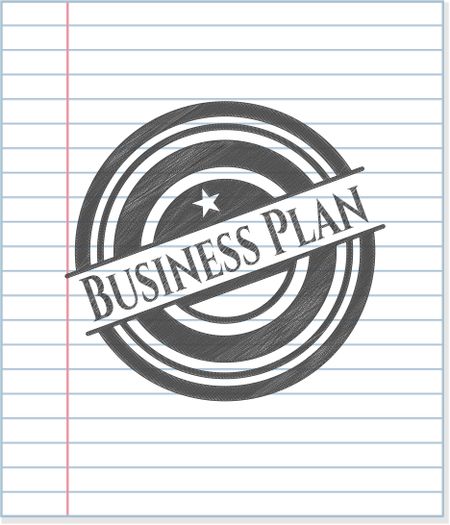 Business Plan emblem with pencil effect