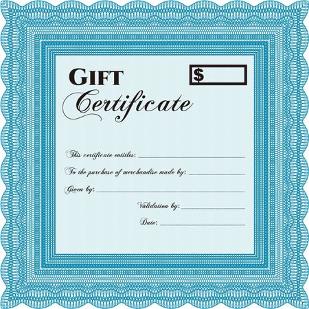 Gift certificate template. Complex design. Printer friendly. Detailed. 