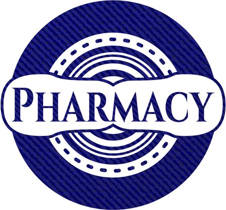 Pharmacy emblem with denim high quality background