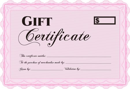 Modern gift certificate template. With great quality guilloche pattern. Sophisticated design. 