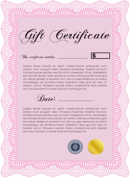Vector Gift Certificate. Complex background. Customizable, Easy to edit and change colors. Excellent design. 