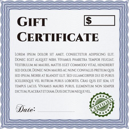 Vector Gift Certificate. Complex background. Customizable, Easy to edit and change colors. Lovely design. 