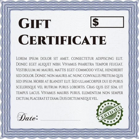 Vector Gift Certificate. Complex background. Customizable, Easy to edit and change colors. Lovely design.