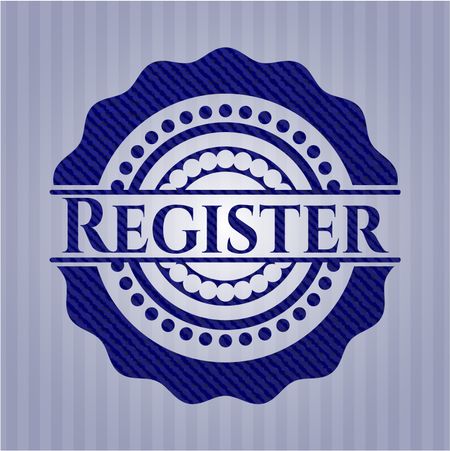 Register badge with jean texture