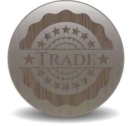 Trade badge with wood background
