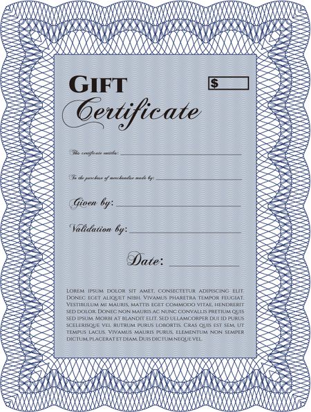 Retro Gift Certificate. Good design. Customizable, Easy to edit and change colors. With background. 