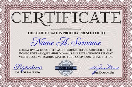 Red Certificate template or diploma template. Beauty design. Complex background. Vector pattern that is used in currency and diplomas.