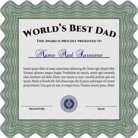 World's Best Father Award Template. Lovely design. Complex background. Customizable, Easy to edit and change colors. 