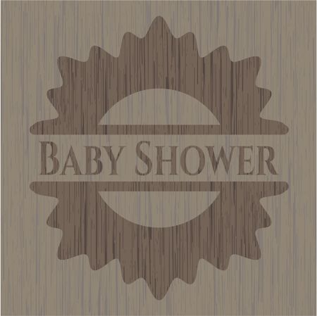 Baby Shower retro style wooden emblem