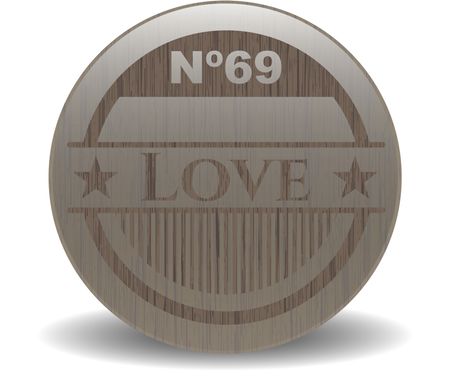 Love retro style wooden emblem