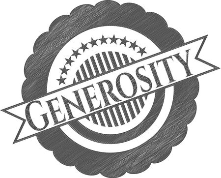 Generosity emblem draw with pencil effect