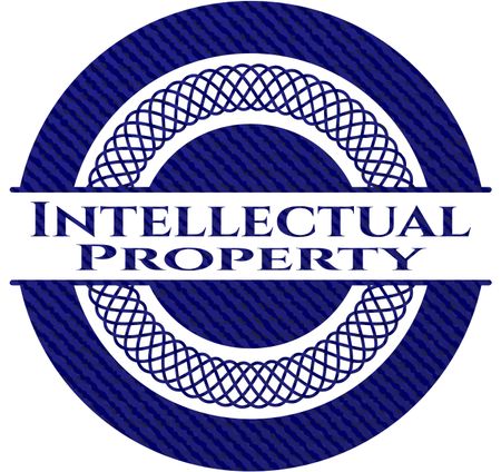 Intellectual property emblem with denim high quality background