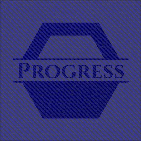 Progress emblem with jean background