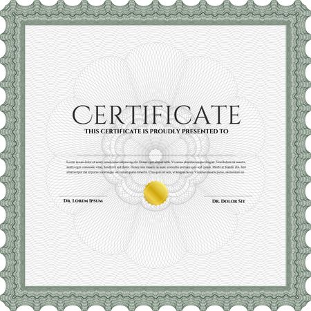 Certificate template or diploma template. Vector pattern that is used in currency and diplomas.Superior design. Complex background. Green color.