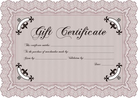 Gift certificate. Detailed. Cordial design. With background. 
